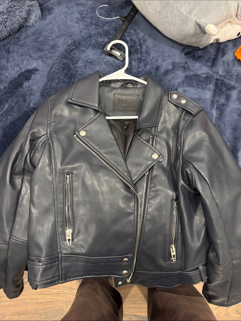 Blank NYC Black Leather Moto Jacket with Silver Hardware